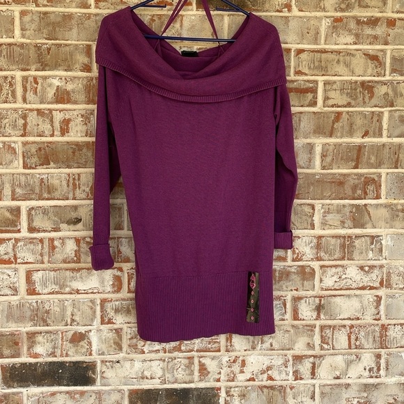 Torrid Purple Off-the-Shoulder Sweater with Elegant Draped Neckline - Picture 1 of 8